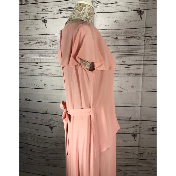 Vintage 80's Jessica McClintock Pink Dress ruffled collar button front size 12 - Picture 5 of 12